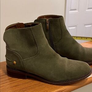 Franco Sarto Olive Suede Ankle Booties with Side Zip